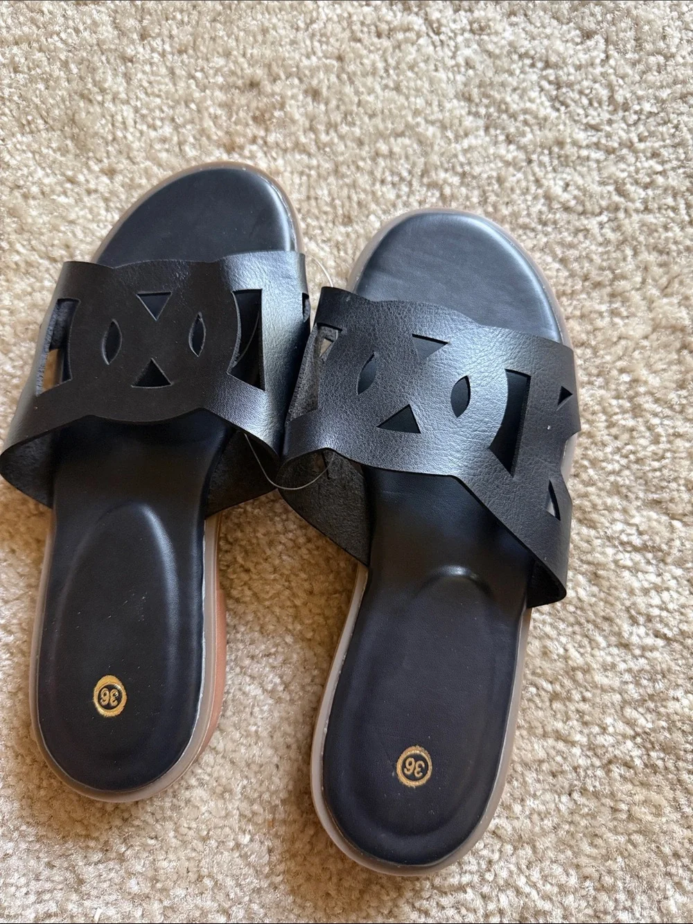 Black Cutout Slide Sandals — Women's Casual Slip-On